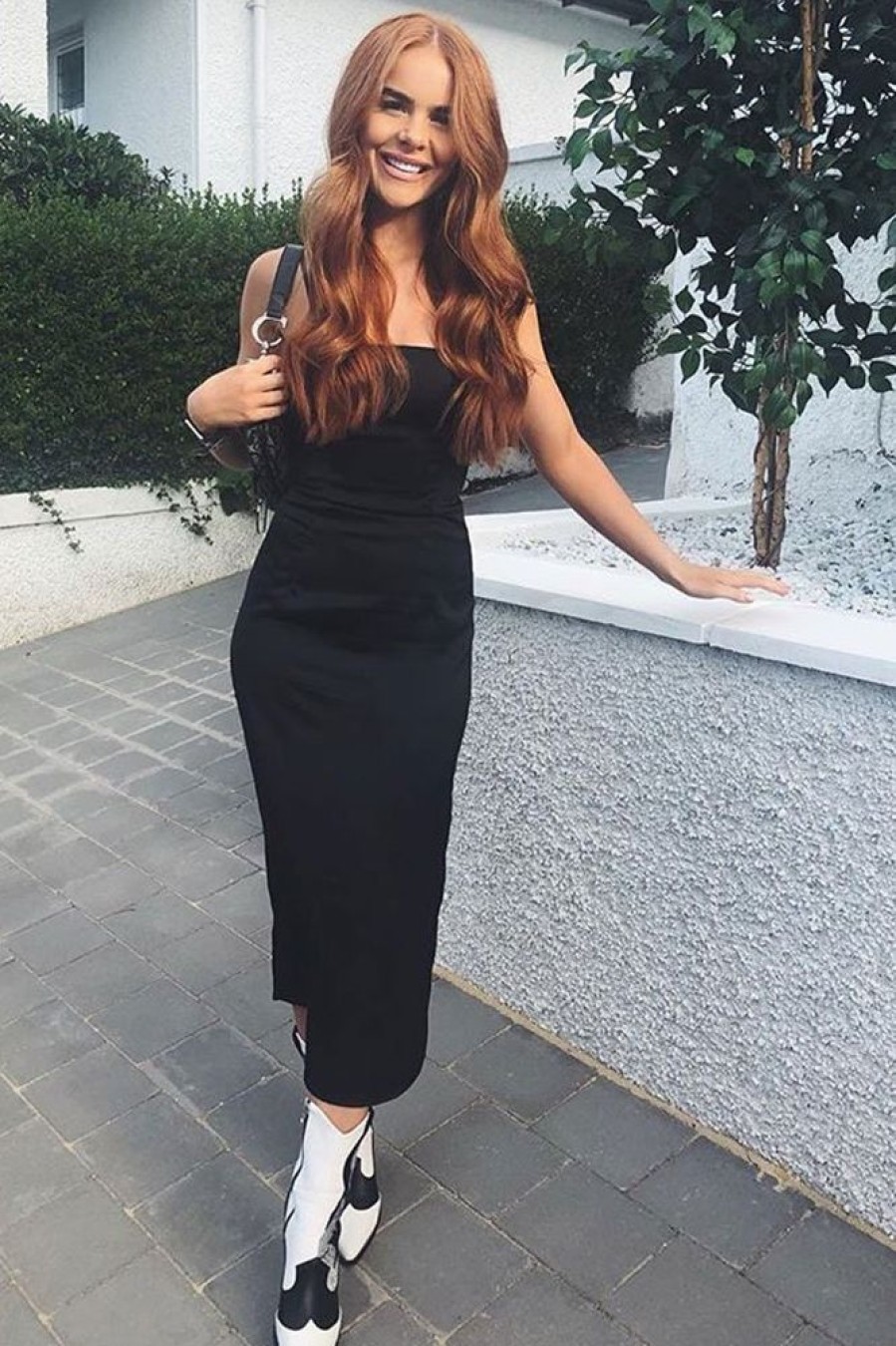 Clothing Rebellious Fashion | Black Satin Straight Neck Tie Up Midi Dress - Irina