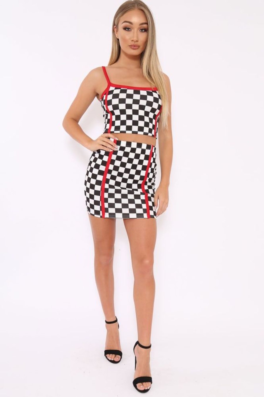 Clothing Rebellious Fashion | Black And White Checker Board Co-Ord - Marcia