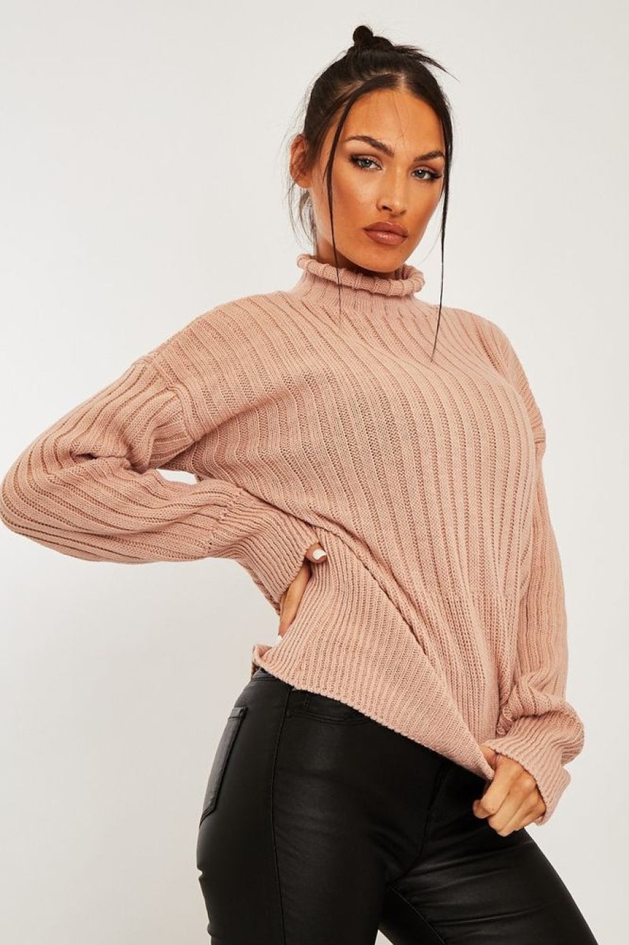 Clothing Rebellious Fashion | Nude Ribbed Balloon Sleeve Jumper - Jamora