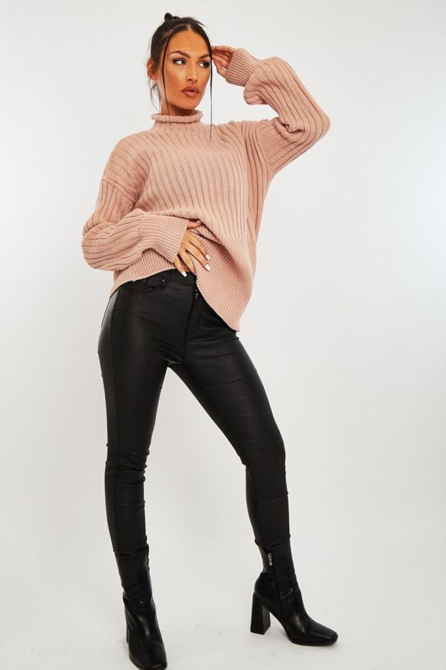 Clothing Rebellious Fashion | Nude Ribbed Balloon Sleeve Jumper - Jamora