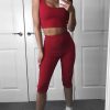 Clothing Rebellious Fashion | Red Cropped Top And Leggings Co-Ords - Remini