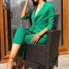 Clothing Rebellious Fashion | Green Blazer And Trousers Co-Ord - Rossie