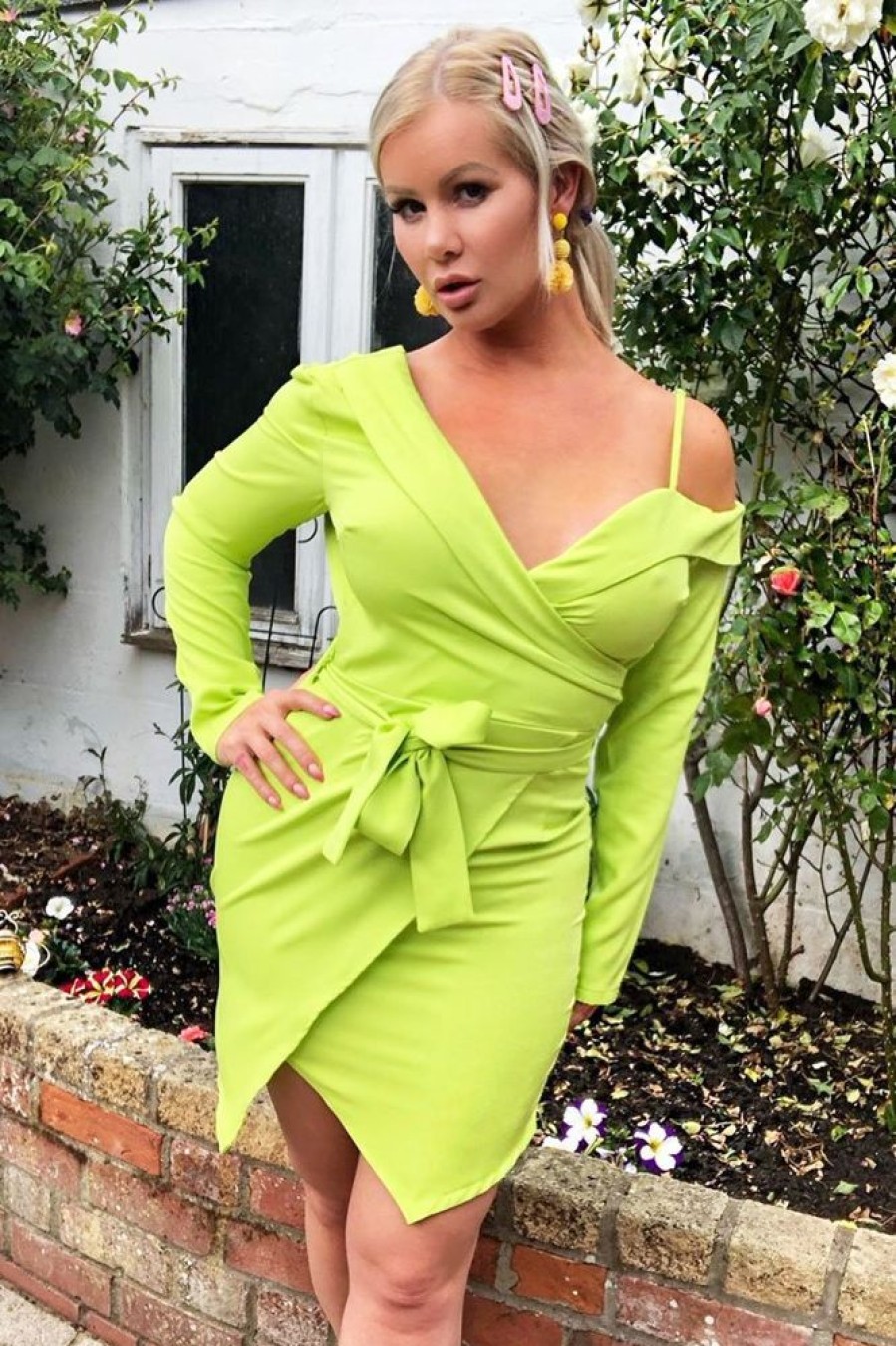 Clothing Rebellious Fashion | Lime Off The Shoulder Bodycon Blazer Dress - Halia