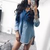 Clothing Rebellious Fashion | Blue Gradient Denim Oversized Shirt - Hunter