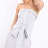 Clothing Rebellious Fashion | Grey Stripe Bardot Tie Around The Waist Dress - Gwen