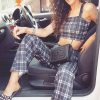 Clothing Rebellious Fashion | Black Checked Crop Top And Trousers Co-Ord Set - Kimmy