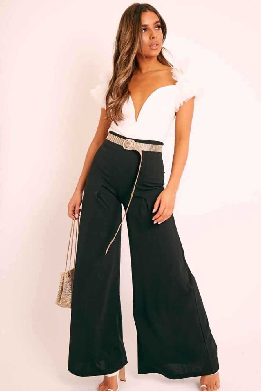 Clothing Rebellious Fashion | Black Wide Leg Flared Trousers - Averly