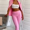 Clothing Rebellious Fashion | Light Pink Front Seam Flare Tailored Trousers - Celia