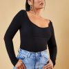 Clothing Rebellious Fashion | Black Rib Knit Long Sleeve Bodysuit - Vari