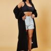 Clothing Rebellious Fashion | Black Longline Knit Maxi Cardigan - Ema