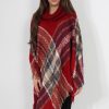 Clothing Rebellious Fashion | Maria Red Knitted Roll Neck Poncho