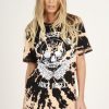 Clothing Rebellious Fashion | Black Acid Wash Rock Angel Slogan T-Shirt Dress - Eden