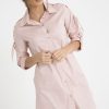 Clothing Rebellious Fashion | Pink Tied Shoulder Oversized Shirt Dress - Helen