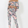 Clothing Rebellious Fashion | Peach Floral Off The Shoulder Co-Ord- Lydia