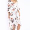 Clothing Rebellious Fashion | White Floral Wrap Dress - Adley