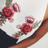 Clothing Rebellious Fashion | White Mesh Floral Embroidered Halterneck Bodysuit - Bebe