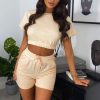 Clothing Rebellious Fashion | Peach Sweat Top Shorts Loungewear Co-Ord - Indee