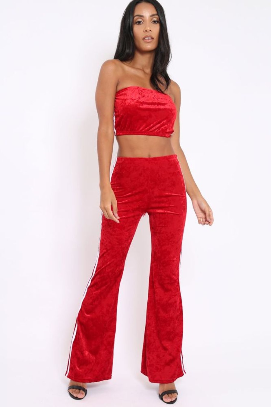 Clothing Rebellious Fashion | Red Velvet Boobtube And Trouser Set - Shayla