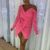 Clothing Rebellious Fashion | Pink Off The Shoulder Blazer Dress - Halia