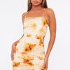 Clothing Rebellious Fashion | Gold Tie Dye Ruched Side Midi Dress - Adorah