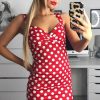 Clothing Rebellious Fashion | Red Polka Dot Bodycon Dress - Madalyne