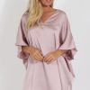 Clothing Rebellious Fashion | Mauve Kimono Style Oversized Dress - Nicolette