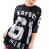 Clothing Rebellious Fashion | Black Sequin Miss Perfect 61 Tshirt Dress - Ysabelle