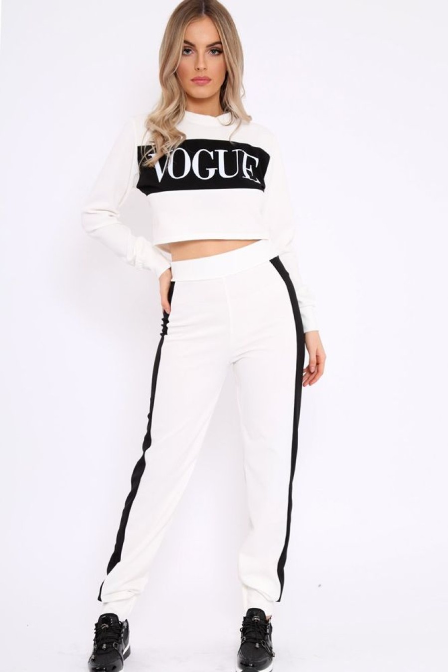 Clothing Rebellious Fashion | White Vogue Slogan Tracksuit - Neyla