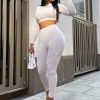 Clothing Rebellious Fashion | Grey Piped Crop Top Legging Co-Ord - Deona