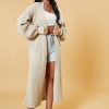 Clothing Rebellious Fashion | Beige Longline Knit Maxi Cardigan - Ema