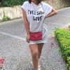 Clothing Rebellious Fashion | White Yves Saint Love Printed Slogan T-Shirt Dress - Jamey