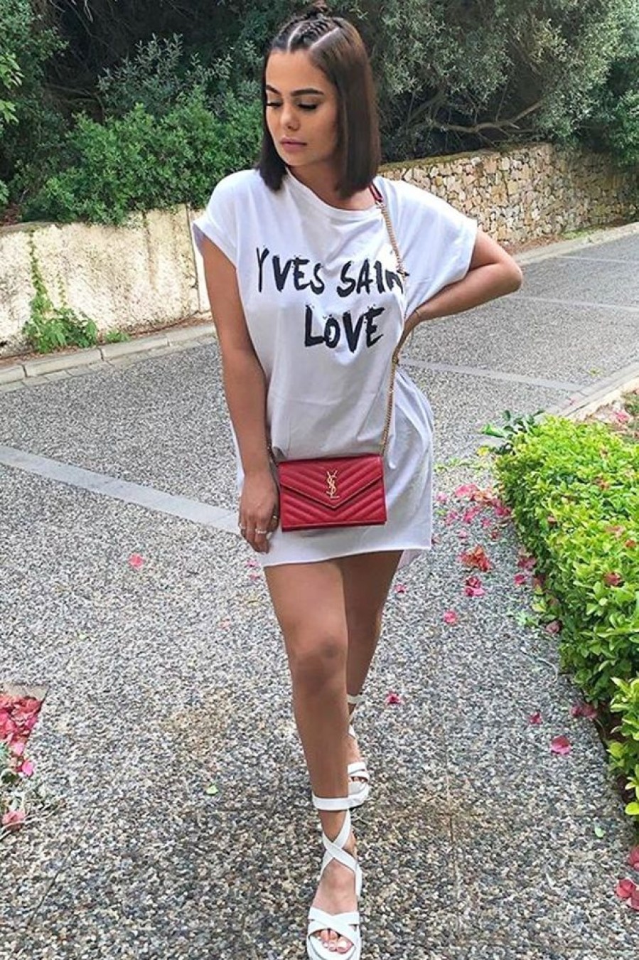 Clothing Rebellious Fashion | White Yves Saint Love Printed Slogan T-Shirt Dress - Jamey