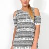 Clothing Rebellious Fashion | Kaylee Aztec Cut Out Shoulder Dress