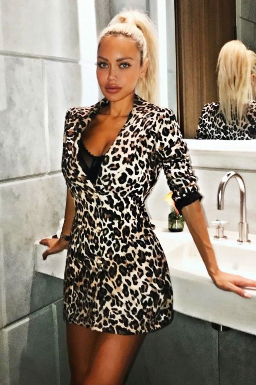 Clothing Rebellious Fashion | Brown Leopard Print Blazer Dress - Jarissa