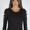 Clothing Rebellious Fashion | Black Cut Out Bodysuit - Keira