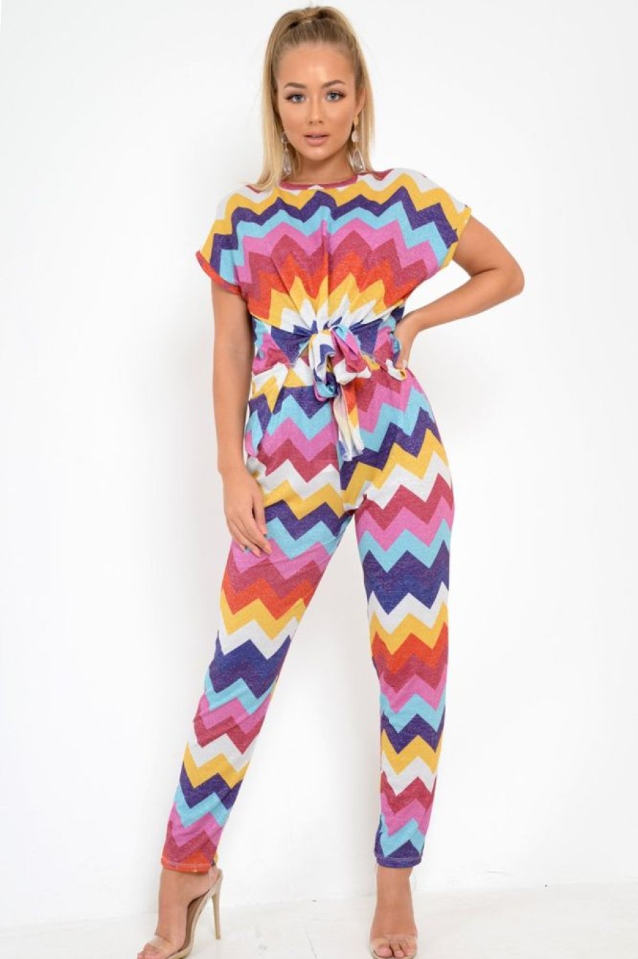 Clothing Rebellious Fashion | Multi Glitter Tie Top And Wide Leg Trouser Co-Ord - Syenna