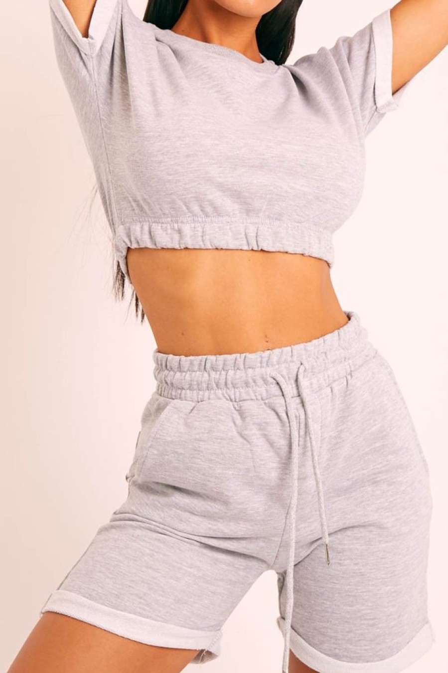 Clothing Rebellious Fashion | Grey Sweat Top Shorts Loungewear Co-Ord - Indee