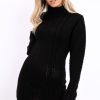 Clothing Rebellious Fashion | Black Roll Neck Chunky Knit Jumper Dress - Hydie