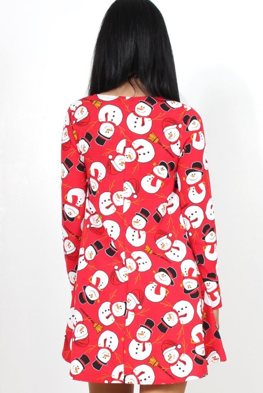 Clothing Rebellious Fashion | Jingle Red Snowman Swing Dress