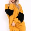 Clothing Rebellious Fashion | Mustard Jumper Dress With Fur Sleeves - Paris