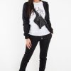 Clothing Rebellious Fashion | Black Glitter Side Stripe Crepe Tracksuit - Gionna