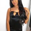 Clothing Rebellious Fashion | Black Satin Cut Out Cup Mini Dress - Kirah