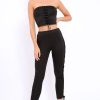 Clothing Rebellious Fashion | Black Lace Up Trouser Crop Top Co-Ord - Mel