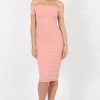 Clothing Rebellious Fashion | Blush Choker Bardot Bodycon Dress - Thea