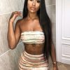 Clothing Rebellious Fashion | Nude Sequin Stripe Bandeau Mini Skirt Co-Ord - Sidney