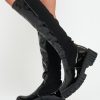 Shoes Rebellious Fashion | Black Pu Patent Faux Leather Knee High Boots - Lain