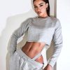 Clothing Rebellious Fashion | Grey Round Neck Cropped Sweatshirt - Lenny