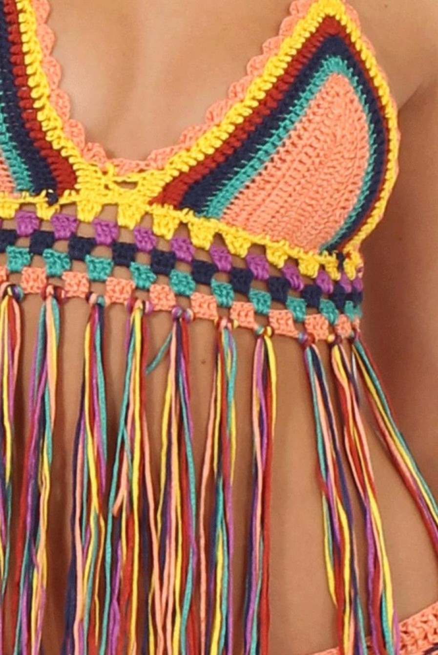 Clothing Rebellious Fashion | Colourful Knitted Halterneck Co-Ord - Marley