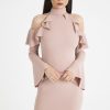 Clothing Rebellious Fashion | Blush Frill Detail Cold Shoulder Dress - Bonnie