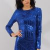 Clothing Rebellious Fashion | Blue Sequin Bodycon Dress - Rosalie